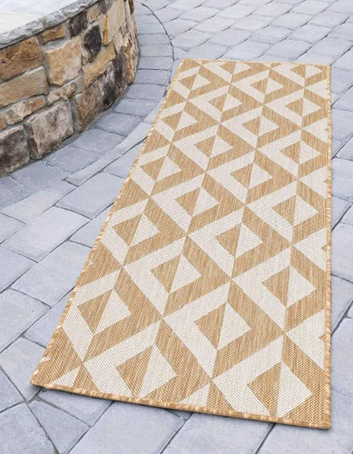 Vista 52 de Unique Loom Jill Zarin Outdoor Collection - Alfombra rectangular (2 pies 2 pulgadas x 3 pies 1 pulgadas, rectangular, beige y marrón)