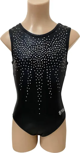 Vista 4 de LIL'FOX SHIMMER Leotardos de gimnasia para niñas - Ropa de baile para niños, volteretas, acrobacia, equipo de gimnasia Negro