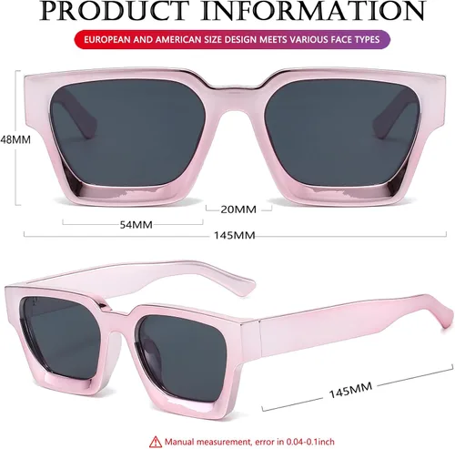 Vista 136 de AIEYEZO Gafas de sol cuadradas para mujeres y hombres, gafas de sol cuadradas con montura gruesa, estilo de diseñador simple
