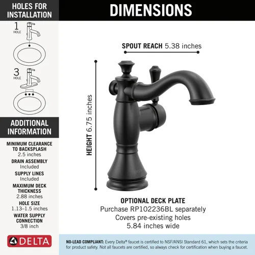 Vista 4 de Delta Cassidy 597LF llave de baño monocomando, 597LF-RBMPU Bronce veneciano