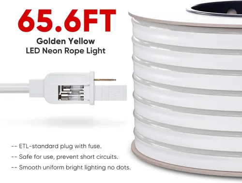 Vista 4 de Shine Decor Productos del paquete de clip de montaje con kit de luces LED de neón amarillo dorado de 20M/65.6ft