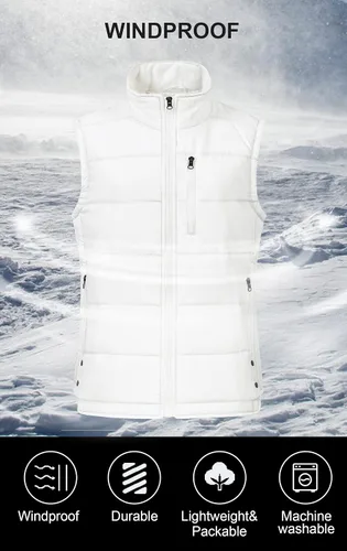 Vista 3 de Chrisuno Chalecos de invierno para mujer, ropa de abrigo ligera y acolchada
