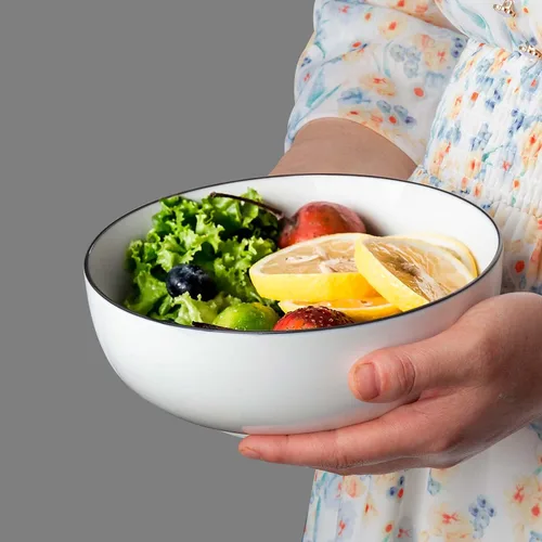 Vista 9 de Houlu Tazones de sopa de 40 onzas, cuencos de cereales, cuencos Pho, cuencos de ensalada, cuencos de porcelana blanca hueso, juego de 4, 7 pulgadas