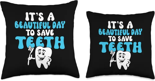 Vista 3 de Dentist Gift & Dentistry Accessories It's a Beautiful Day to Save Teeth - Almohada para dentista, 16 x 16 pulgadas, multicolor