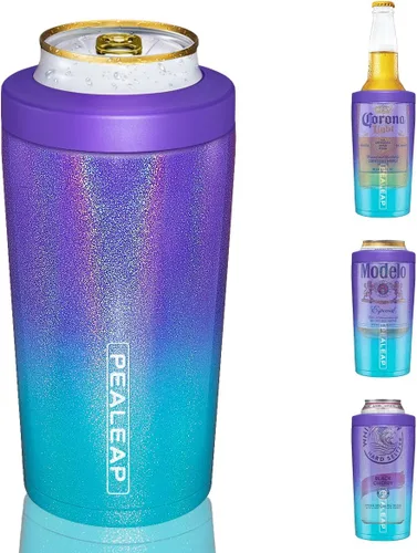 Vista 16 de Enfriador de latas delgado aislado 4 en 1 para latas de 12 oz y botellas de cerveza - Mantiene frío por 8 horas, fácil de sostener - Soporte