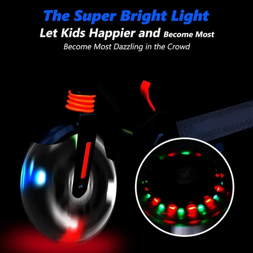 Vista 4 de Ruedas de repuesto para scooter, rueda de flash LED de 3.150 in, mini ruedas de patinaje para microscooter, luces traseras ABEC-7 de 3.150 in