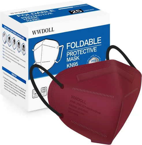 Vista 10 de WWDOLL KN95 Face Mask 25 Pack, 5-Layers Breathable Disposable KN95 Masks