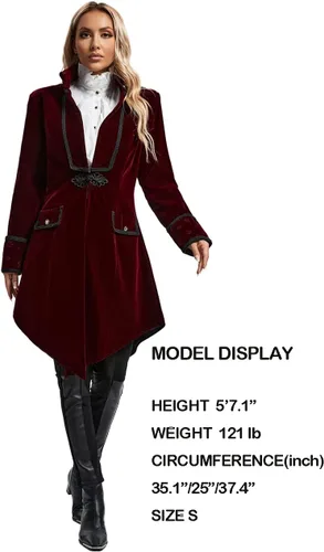 Vista 5 de Chaqueta pirata estilo gótico victoriano vintage para mujer, abrigo largo steampunk
