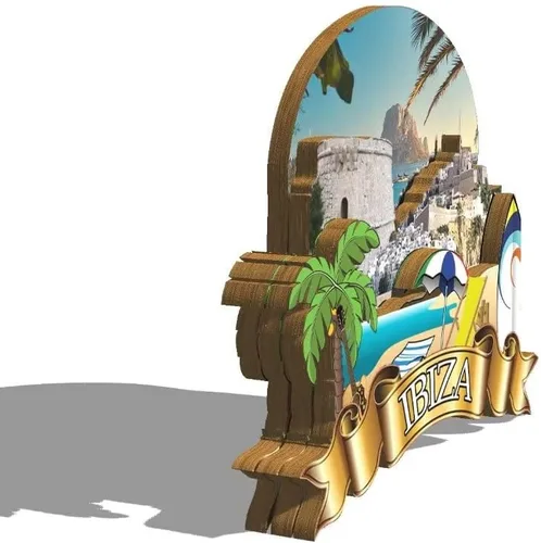 Vista 2 de Imán de madera para nevera de Ibiza de España Ibiza Monumentos 3D de Viaje Coleccionables Recuerdos Decoración Hecho a Mano -93