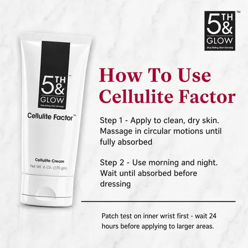 Vista 5 de 5th & Glow Cellulite Factor - Crema tensora de la piel para cuerpo, muslos, piernas y glúteos, loción anticelulítica reafirmante de la piel para una