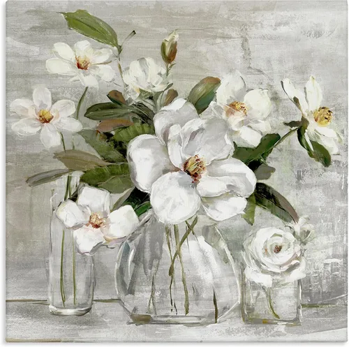 Vista 17 de Stupell Industries Carol Robinson, ramo de flores de aster, arte de pared en lienzo con diseño de ramo de flores moradas suaves, 17 x 17 pulgadas
