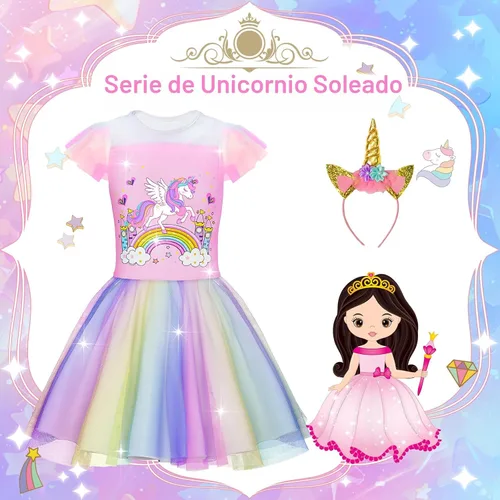 Vista 5 de Tlooe - Vestido de princesa para niñas - Ropa de disfraz para niña pequeña, disfraz de juego de princesa, juguetes de disfraz de princesa, conjunto