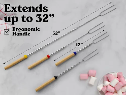 Vista 5 de Zulay - Varillas de malvavisco resistentes para hoguera extra largas – Kit de palos de olor para hoguera – Brochetas para asar malvaviscos – Tenedor
