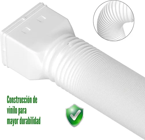 Vista 7 de Paquete de 2 extensiones flexibles de bajante de canalón, conector extensor de bajante de drenaje 21"-68", tornillos incluidos, blanco
