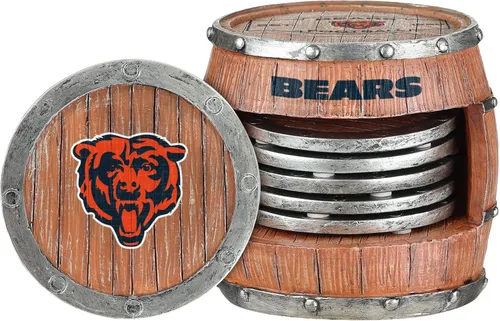 Vista 24 de FOCO NFL Team Logo 5-Pack Barrel Beverage Drink Coaster Set