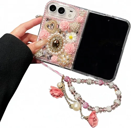 Vista 25 de iFiLOVE para iPhone 7 Plus/8 Plus Funda con Diamantes Brillantes y Correa de Flores, 3D Lujo Brillante Purpurina Cristal Diamantes de Imitación