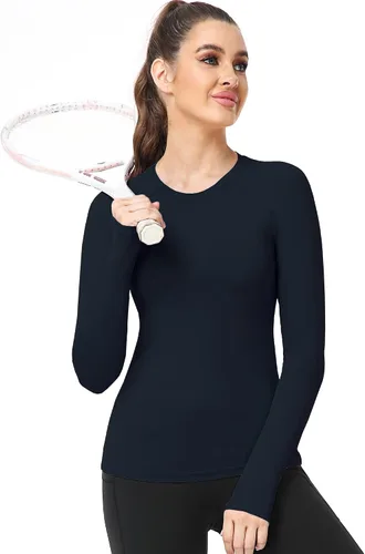Vista 3 de CADMUS Camisa de manga larga para correr de secado rápido para mujer, camisas de entrenamiento