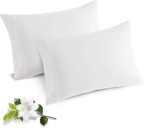 Vista 23 de Horbaunal Paquete de 2 fundas de almohada de microfibra de tamaño estándar, color azul, con cierre de sobre, 1800 hilos, suaves y resistentes al