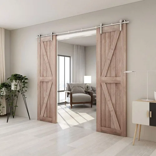 Vista 49 de TSMST Kit de herrajes para puerta corrediza de granero de 4 pies, riel de puerta de granero resistente de acero inoxidable para una sola puerta