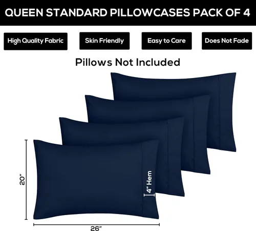 Vista 3 de Utopia Bedding Fundas de almohada estándar, paquete de 4, cierre de sobre, tela de microfibra cepillada suave, fundas de almohada resistentes al