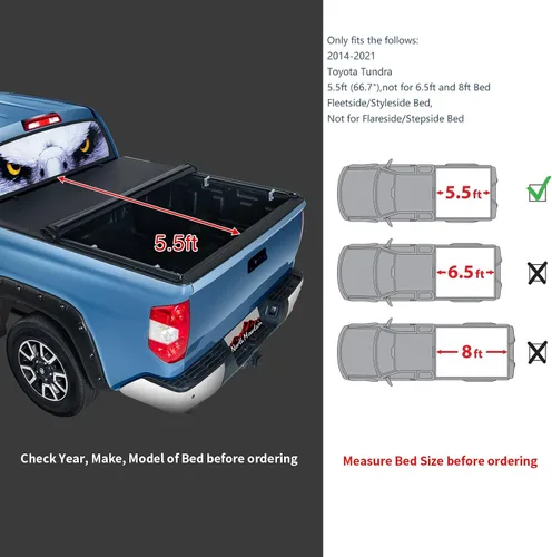 Vista 2 de North Mountain Cubierta enrollable suave para camioneta Toyota Tundra 2014-2021 de 5.5 pies, se adapta a Toyota Tundra 2014-2021 5.5 pies/caja