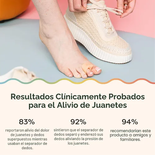 Vista 3 de ZenToes Separadores de dedos de gel para dedos superpuestos, juanetes, alineación del dedo gordo, corrector y espaciador, paquete de 4 (beige)