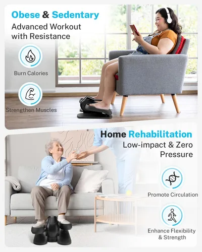 Vista 2 de Gonex Under Desk Elliptical Exercise Machine Electric Sitting Seated Leg Pedal Exerciser with Resistance for Seniors Elderly Home 3 in 1 Mini