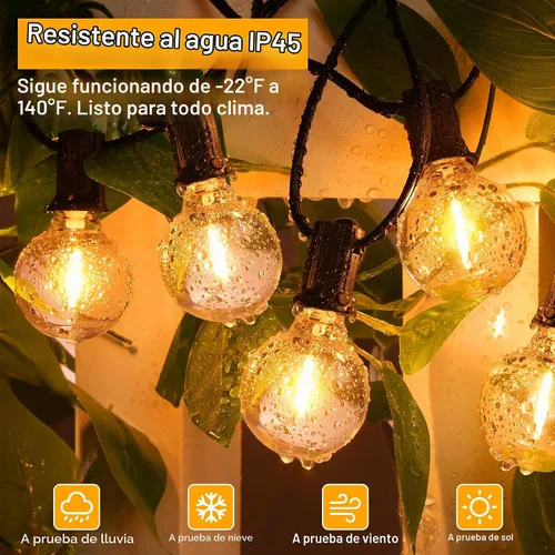 Vista 3 de Ollny Tira de luces para exteriores, luces LED de patio de 25 pies