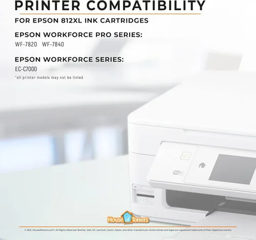 Vista 3 de Houseoftoners Remanufacturado para Epson T812XL Cartucho de tinta de alto rendimiento Epson T812XL Workforce Pro WF-C7000, WF-7820, WF-7844-Pack