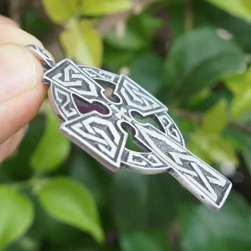 Vista 7 de OhDeal4U - Collar con colgante de cruz de triquetra celta de peltre