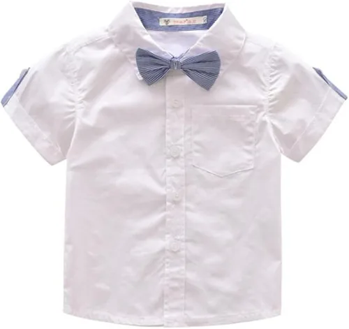 Vista 3 de Toddler Baby Boys Gentleman Outfits Short Sleeve T-ShirtBib PantsBow Tie 3Pcs