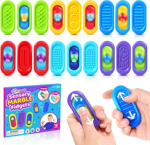 Vista 9 de Juguetes sensoriales de mármol para niños - 6 piezas de juguete antiestrés silencioso para el aula, juguetes sensoriales de gel para autismo TDAH