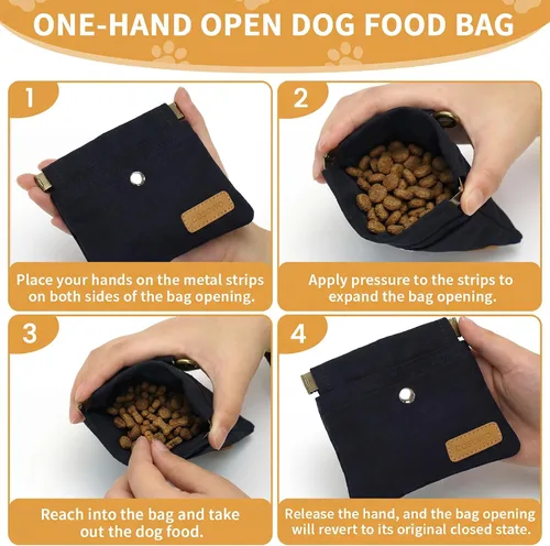 Vista 7 de Bolsa de Golosinas para Perros, Bolsa de Entrenamiento para Perros Manos Libres con Mosquetón y Hebilla Magnética, Bolsa de Paseo para Perros