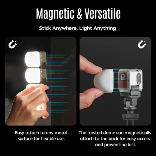 Vista 7 de Harlowe Atom 2 Pocket Duo Kit - Mini luz magnética para cámara de 2 W - Luz de llenado con sensor de movimiento recargable tipo C para vlogging