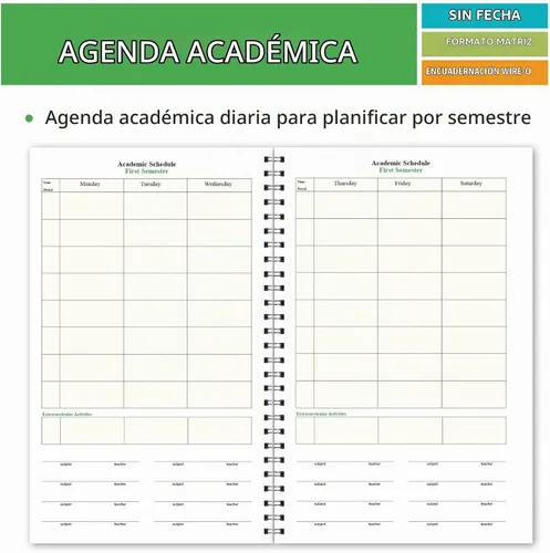 Vista 4 de HS-90 - Planificador de lujo para el año completo, para estudiantes de preparatoria, 40 semanas