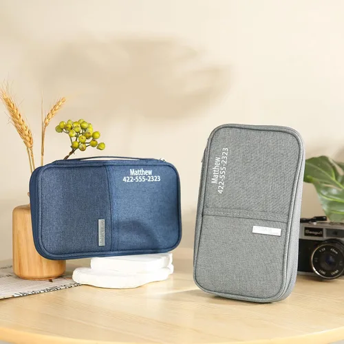 Vista 7 de Gemszoo Cartera personalizada para pasaporte de viaje con nombre, organizador de documentos personalizado para pasaporte, bolsa de mano, tarjetas