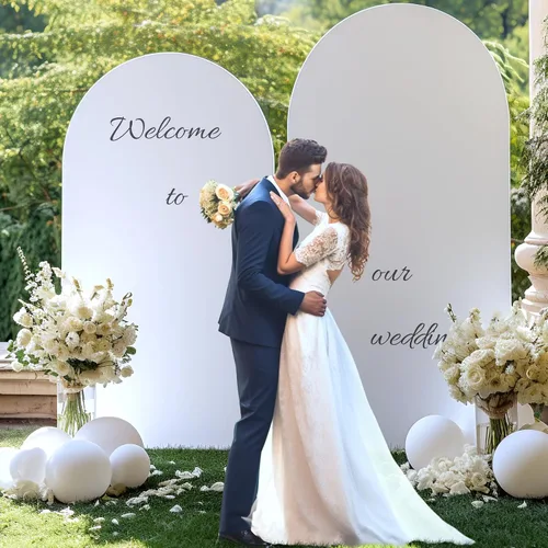 Vista 14 de Baby Blue Arch Backdrop Cover, 6FT Spandex Fitted Wedding Arch Stand Covers Round Top Chiara Backdrop Cover for Birthday Party Ceremony Banquet Azul