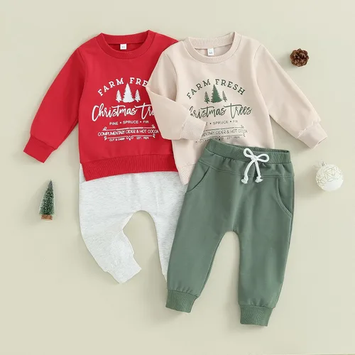 Vista 2 de Conjunto de ropa de Navidad para bebé niño y niña, camisa larga, sudadera de Papá Noel, para otoño y Navidad