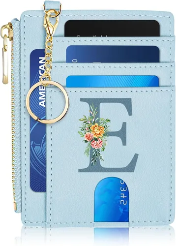 Vista 18 de Tarjetero para mujer minimalista y delgado con bolsillo frontal, bloqueo RFID, cartera compacta con ventana para identificación y bolsillo