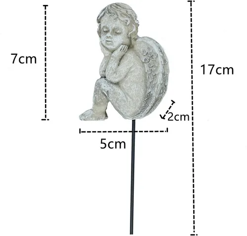 Vista 2 de MUAMAX Juego de 2 estacas decorativas para jardín de ángeles, adornos de ángel de jardín en miniatura, estatua conmemorativa de ángel, accesorios