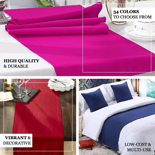 Vista 4 de Efavormart - Camino de mesa de poliéster de alta calidad azul claro para bodas, fiestas de cumpleaños, banquetes, decoración, ajuste rectangular