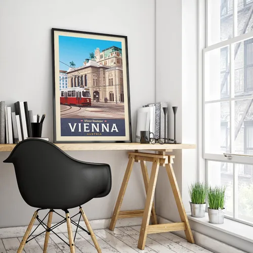 Vista 3 de Viena Austria Travel Poster/Viena/Viena/Viajes/Viena Staatsoper/Viena Póster de Viena/Póster de la ciudad vintage de Viena/Impresión de la ciudad #02