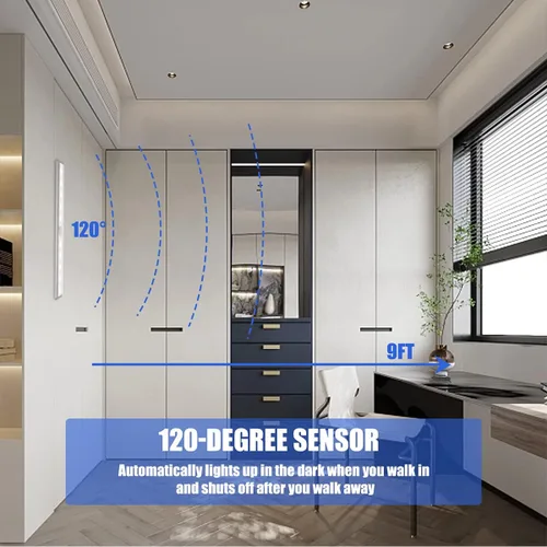 Vista 11 de Paquete de 6 luces LED con sensor de movimiento, iluminación inalámbrica para debajo del gabinete, luces LED con sensor de movimiento, barra de luz
