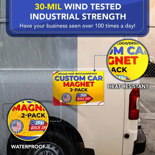 Vista 3 de Imán personalizado para automóvil de 12" x 18" 30 mil - Paquete de 2 imanes de negocios para vehículos y camiones - Letrero magnético personalizado
