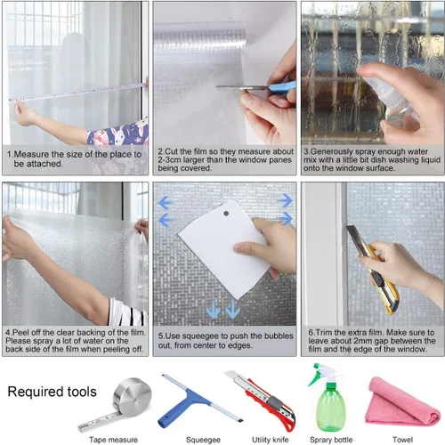 Vista 9 de HIDBEA Película 3D de privacidad para ventana, adhesivos decorativos de arcoíris, tinte de vinilo para control de calor, patrones de mosaico, 17.5 x