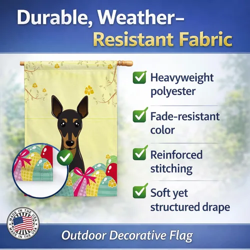 Vista 485 de Caroline's Treasures BB1923GF Bandera decorativa para jardín con diseño de Border Collie, para caza de huevos de Pascua, para jardín, jardín, patio