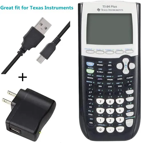 Vista 5 de Cable de carga USB de repuesto de cable de alimentación de CA compatible con Texas Instruments TI-84 Plus CE, TI-84 Plus C Silver Edition, TI 89
