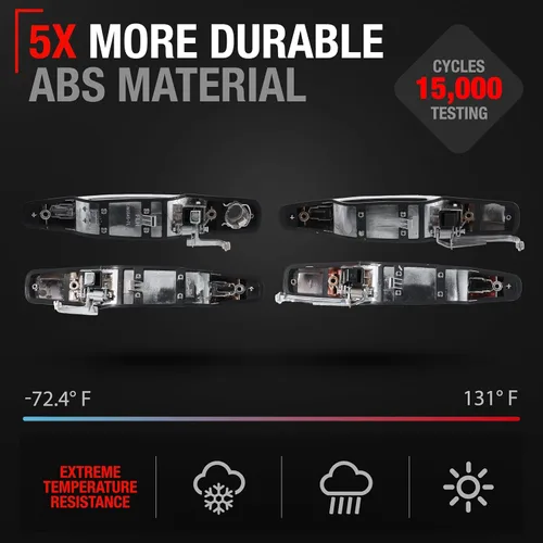 Vista 3 de Manija de puerta exterior delantera/trasera del conductor y pasajero - Compatible con Chevy Avalanche 2007-2013, Silverado 1500, 2500, 3500