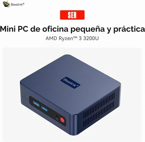 Vista 2 de Beelink Ser3 Mini PC, AMD Ryzen 3 3200U 2C/4T, 8G DDR4 RAM 480G SSD