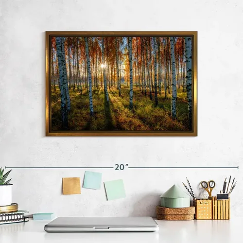 Vista 7 de ElephantStock - Swedish Birch Forest Wall Art - Horizontal Floating Framed Canvas - Hallway Wall Decor - Photography Nature Framed Canvas Art